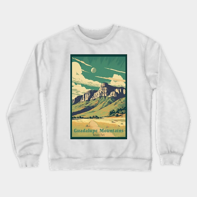 Guadalupe Mountains National Park Travel Poster Crewneck Sweatshirt by GreenMary Design